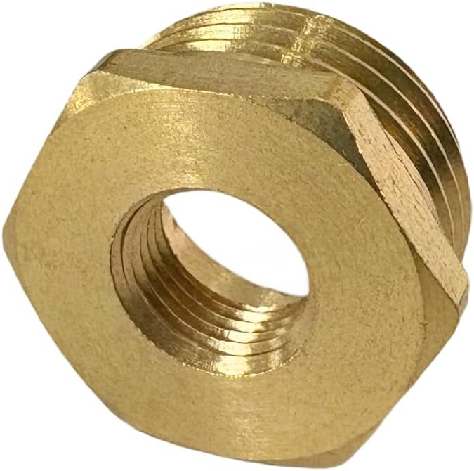 JENSWILL 1/2" NPT Male x 1/8" NPT Female Brass Reducer Hex Bushing Threaded Pipe Fitting Reducing Adapter Pack of 2 - Image 3